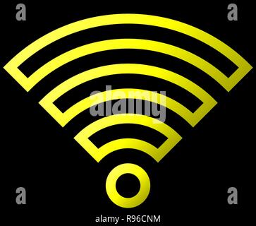 Connexion Wi-Fi au réseau local - icône symbole décrit jaune isolé, gradient - vector illustration Illustration de Vecteur