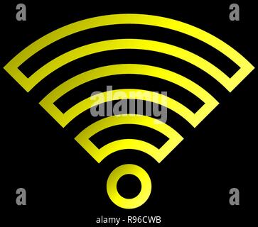 Connexion Wi-Fi au réseau local - icône symbole décrit jaune isolé, gradient - vector illustration Illustration de Vecteur