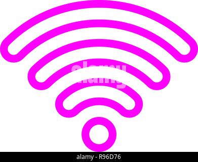 Connexion Wi-Fi au réseau local - icône symbole décrit violet, isolé arrondi - vector illustration Illustration de Vecteur