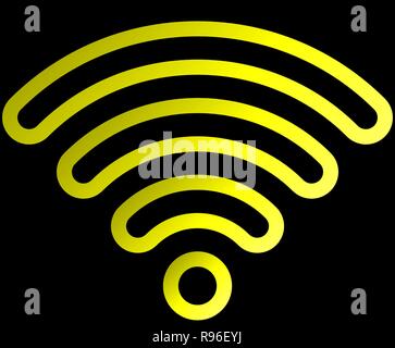 Connexion Wi-Fi au réseau local - icône symbole décrit jaune gradient arrondis, isolé - vector illustration Illustration de Vecteur