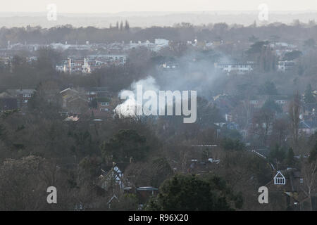 Londres, Royaume-Uni. 20 décembre 2018. La fumée par Richmond Park sur une froide journée d'hiver avec de la pluie et d'éclaircies Crédit : amer ghazzal/Alamy Live News Banque D'Images