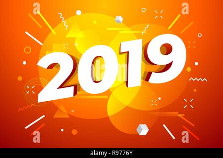 Bannière avec les numéros de 2019. Illustration de Vecteur