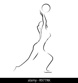 Young woman playing ball silhouette fitness vector illustration EPS10 Illustration de Vecteur