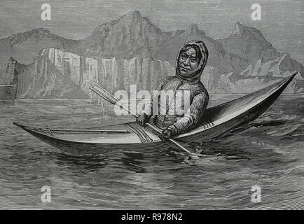 Eskimo. Gravure, 19ème siècle. Banque D'Images