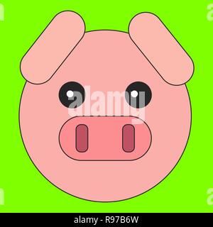 Tête de cochon en animation télévision style. Vector illustration sur un fond de couleur Illustration de Vecteur