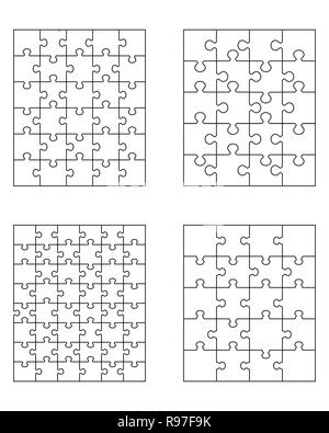 Vector illustration de quatre différents puzzles blanc, pièces séparées Banque D'Images