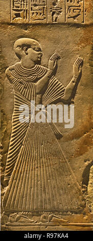 Pilier Djed ou Ptahmes, tombe le châtelet,l 225 × 40 calcaire x 42,5 cm, Période : Nouvel Empire, 19e dynastie, Ramsès II 1290-1224 BC L'Égypte, l'Egyptien. Banque D'Images