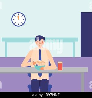 L'activité quotidienne homme pause pour manger vector illustration Illustration de Vecteur