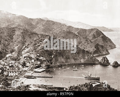 Avalon Bay, avant la construction du casino, de l'île de Santa Catalina, Californie, États-Unis d'Amérique), ch. 1915. Merveilleux de Californie, publié en 1915. Banque D'Images