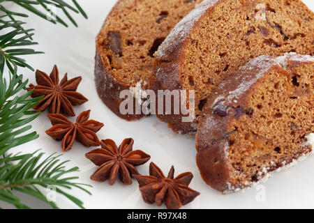 Maison de Noël traditionnel gâteau Stollen. Close up. Banque D'Images