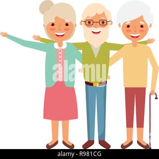 Groupe de personnes âgées embrassé portrait vector illustration Illustration de Vecteur