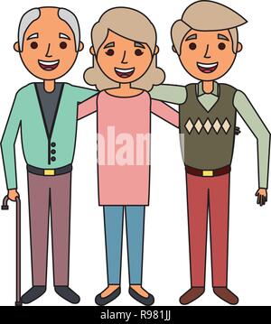 Groupe de personnes âgées embrassé portrait vector illustration Illustration de Vecteur