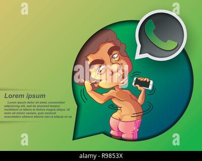 L'homme est vous disant que le contacter sur fond vert. Illustration de Vecteur