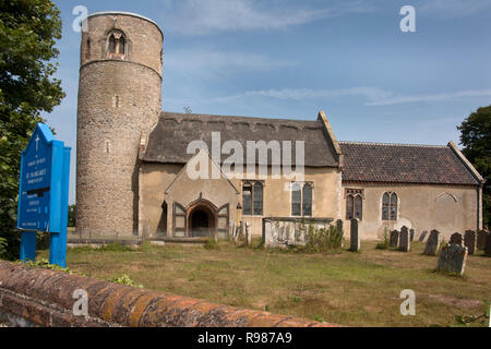 Tours rondes église paroissiale de St Margaret, Herringfleet Haddiscoe,, Suffolk, East Anglia Banque D'Images