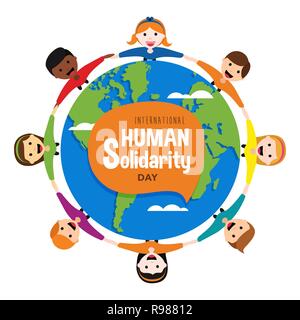 Journée internationale de la solidarité humaine l'illustration. La communauté des gens de cultures différentes dans le monde entier pour aider à l'égalité sociale, global concept Illustration de Vecteur