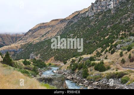 Le Wyoming, Wind River Canyon, Big Horn River Banque D'Images