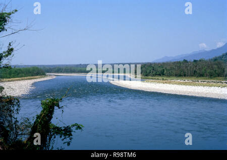 La rivière Manas, Assam, Inde Banque D'Images