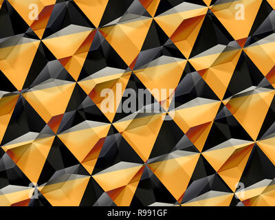 Abstract jaune noir motif géométrique, double exposition, l'arrière-plan polygonal de rendu 3d illustration Banque D'Images