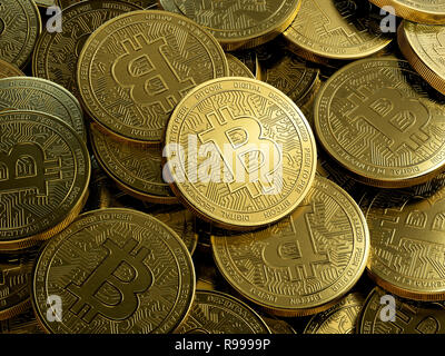 Pièces d'or Bitcoin,3d rendering,image conceptuelle. Banque D'Images