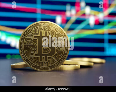 Courbe de croissance Bitcoin or,3d rendering,image conceptuelle. Banque D'Images