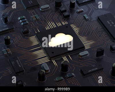 Le cloud computing et la sécurité du réseau concept, rendu 3d,image conceptuelle. Banque D'Images
