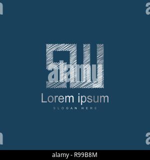 Lettre initiale SW Modèle logo Vector Design. Logo lettre d'argent Illustration de Vecteur