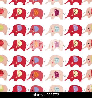 Cartoon couleur transparente des éléphants. Vector illustration. Illustration de Vecteur