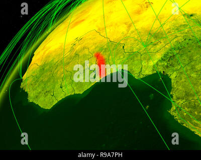 Le Togo sur le modèle de la planète Terre verte avec les réseaux internationaux. Concept de communication numérique et de la technologie. 3D illustration. Éléments de cette im Banque D'Images