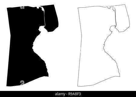 Le Gouvernorat de Suez (gouvernorats de l'Égypte, République arabe d'Égypte) map vector illustration, scribble sketch map Suez Illustration de Vecteur