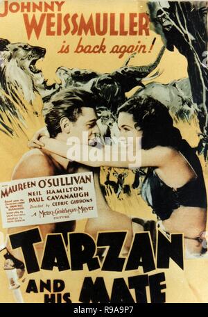 Titre original : Tarzan et sa compagne. Titre en anglais : Tarzan et sa compagne. Année : 1934. Directeur : CEDRIC GIBBONS. Credit : M.G.M / Album Banque D'Images