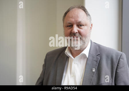21 décembre 2018, Berlin : Andreas Michelmann, DHB Président, lors d'une conférence de presse. Le Championnat du Monde de handball aura lieu du 10 au 27 janvier 2019 en Allemagne et au Danemark. Photo : Jörg Carstensen/dpa Banque D'Images