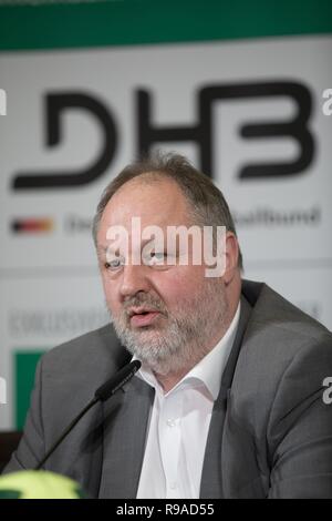 21 décembre 2018, Berlin : Andreas Michelmann, DHB Président, lors d'une conférence de presse. Le Championnat du Monde de handball aura lieu du 10 au 27 janvier 2019 en Allemagne et au Danemark. Photo : Jörg Carstensen/dpa Banque D'Images