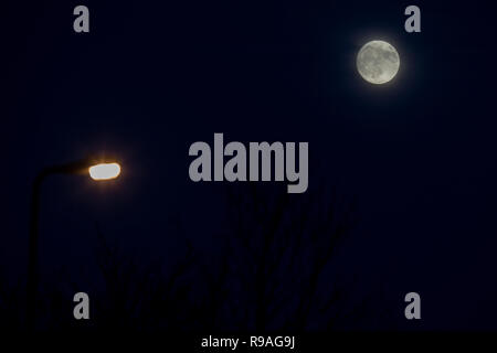 Cardiff, Wales, UK, 21 décembre 2018. Sur la lune 2018 solstice d'hiver, le jour le plus court de l'année. Credit : Mark Hawkins/Alamy Live News Banque D'Images