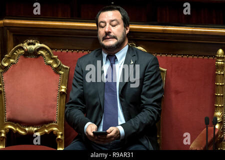 Rome, Italie. Dec 22, 2018. Foto Roberto Monaldo/LaPresse 22-12-2018 Roma Politica Senato - Legge di bilancio Nella foto Matteo Salvini Roberto Photo Monaldo/LaPresse 22-12-2018 Rome (Italie) Sénat - loi de budget dans la photo Crédit : Matteo Salvini LaPresse/Alamy Live News Banque D'Images