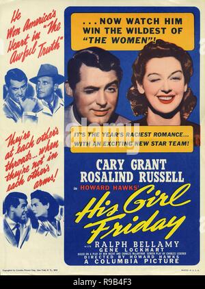 Titre original : His Girl Friday. Titre en anglais : His Girl Friday. Année : 1940. Réalisateur : Howard Hawks. Credit : Columbia Pictures / Album Banque D'Images