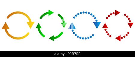 Jeu de flèches circulaires de couleur. Vector illustration. Actualiser ou Recharger signe. Illustration de Vecteur