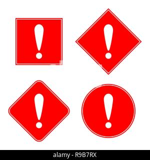 Ensemble de l'attention d'icônes dans télévision design. Vector illustration. Symboles de danger avec un point d'exclamation. Illustration de Vecteur