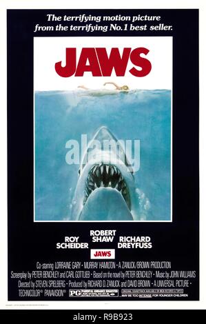 Titre original : JAWS. Titre en anglais : JAWS. Année : 1975. Réalisateur : Steven Spielberg. Credit : Zanuck/Brown Productions/Universal Pictures / Album Banque D'Images