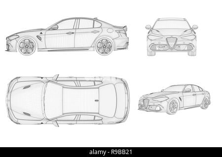 Générique de fer et brandless voiture à quatre, en 3D illustration Banque D'Images