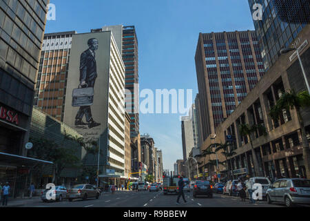 L'art public, Anton Lembede Baccalauréat en droit, par Sakhile Mhlongo, centre-ville de Durban, KwaZulu-Natal, Afrique du Sud Banque D'Images