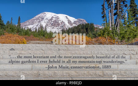 Le mont Rainier juste à l'extérieur de Seattle, Washington iwith feuillage de l'automne Banque D'Images
