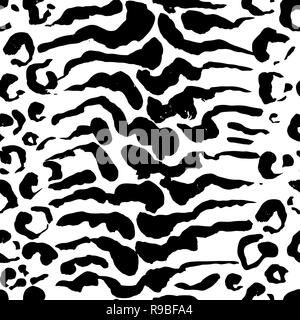 Leopard motif peint pinceau transparente. Tigre noir et blanc grunge background. Illustration de Vecteur