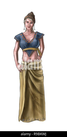 Concept Art Fantasy Illustration de belle jeune femme Village ou villageois ou Paysanne Banque D'Images