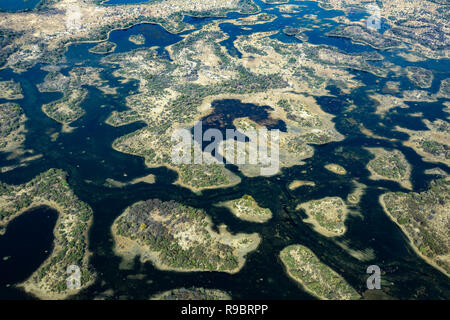 Delta de l'Okavango, vue aérienne, le Botswana Banque D'Images