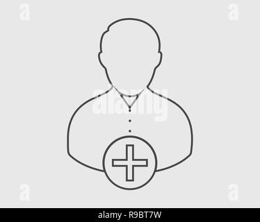 Augmenter ou ajouter l'icône de la ligne d'utilisateurs sur fond gris Illustration de Vecteur