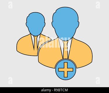 Augmentation colorés ou ajouter des utilisateurs icône sur fond gris Illustration de Vecteur