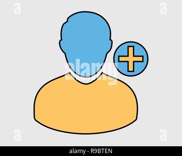 Augmentation colorés ou ajouter des utilisateurs icône sur fond gris Illustration de Vecteur
