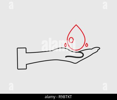 L'icône de la ligne du don de sang sur fond gris Illustration de Vecteur