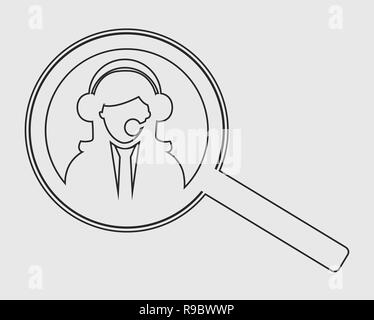 Recherchez l'icône de la ligne du service à la clientèle Illustration de Vecteur