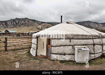 Vues des camps de yourte en Mongolie Banque D'Images